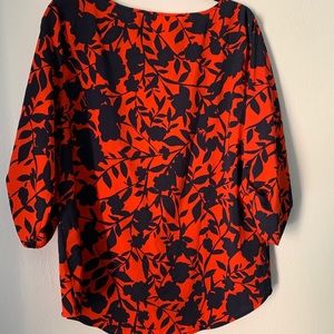 Croft & barrow red floral 3/4 of sleeves lightweight blouse‎ size Large